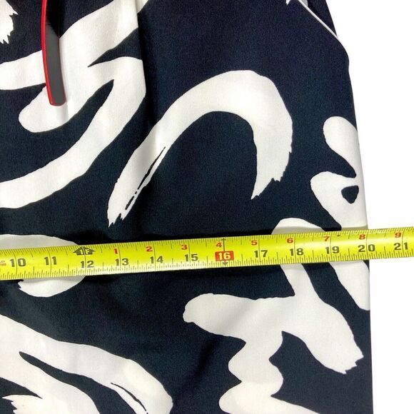 Emma & Michele Midi Dress Women 14 Black White Printed Belted 70s Classy Elegant - Picture 13 of 16